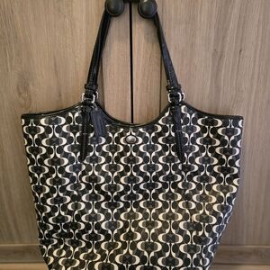 Coach Black & Cream Signature Pattern Tote